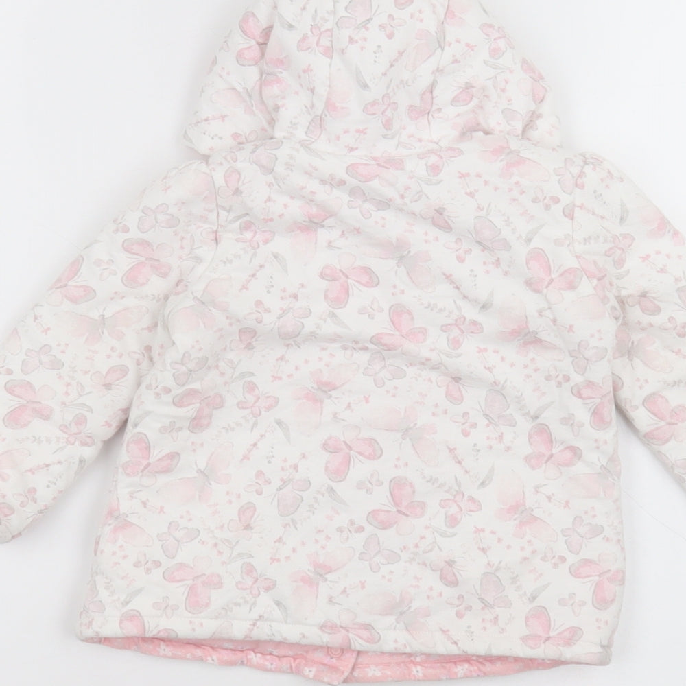 George Baby White Floral  Parka Coat Size 9-12 Months