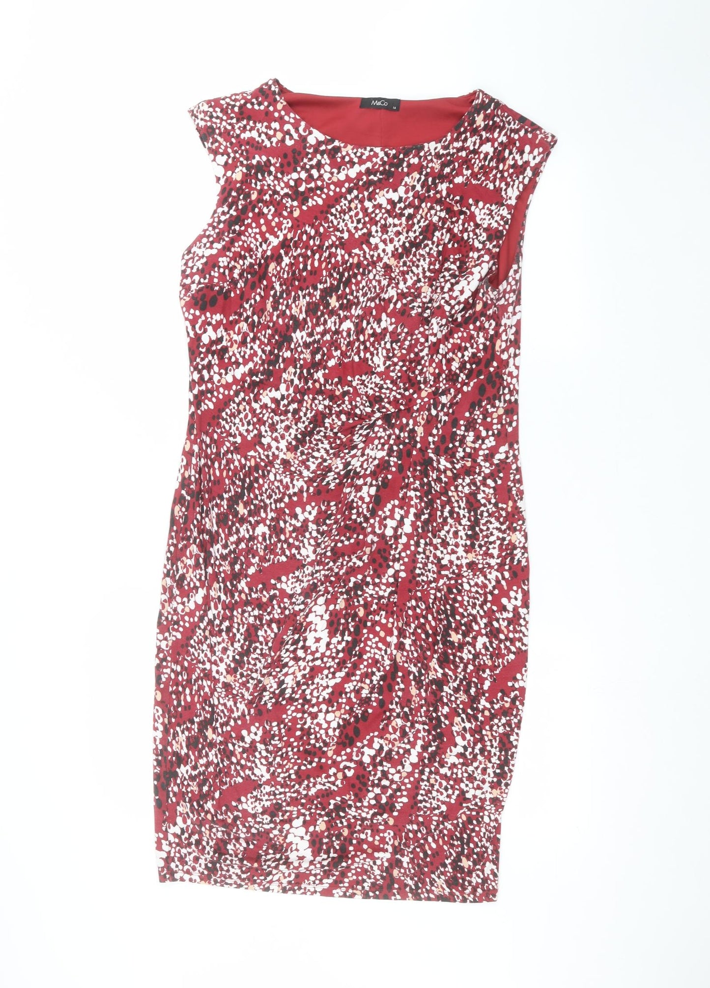 M&Co Womens Red Polka Dot  Pencil Dress  Size 14