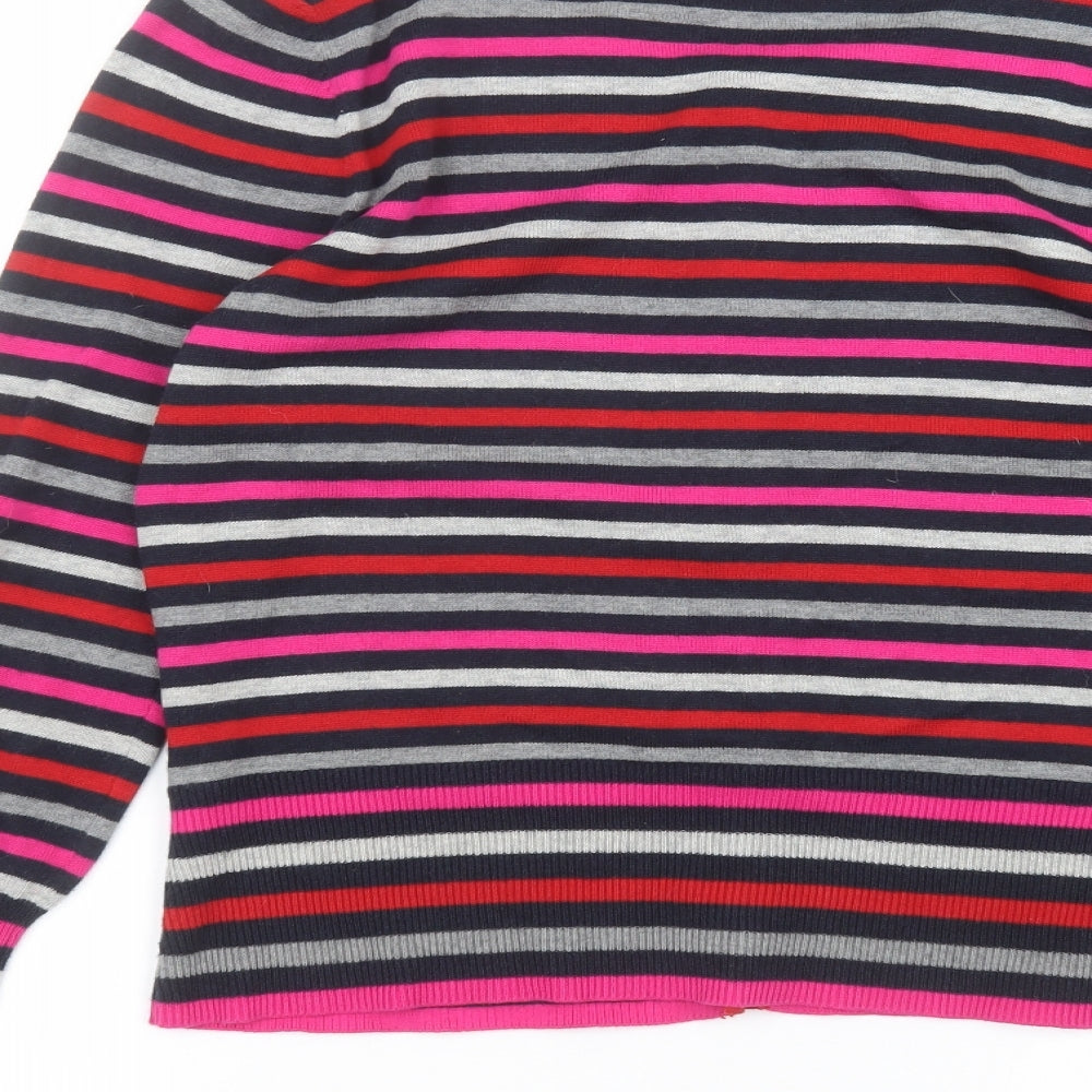 Per Una Womens Blue Striped  Cardigan Jumper Size 16