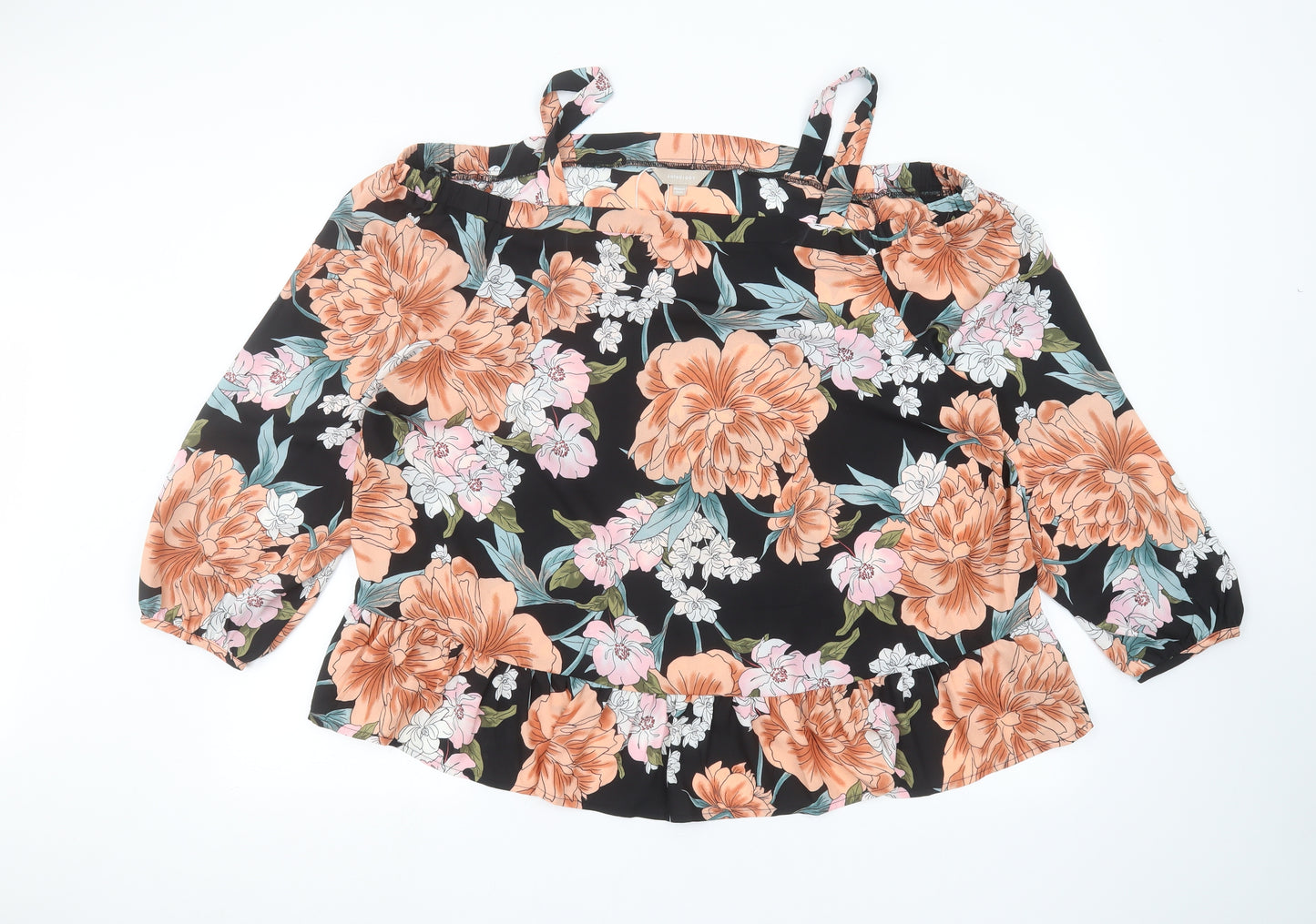 Anthology Womens Black Floral  Basic T-Shirt Size 24