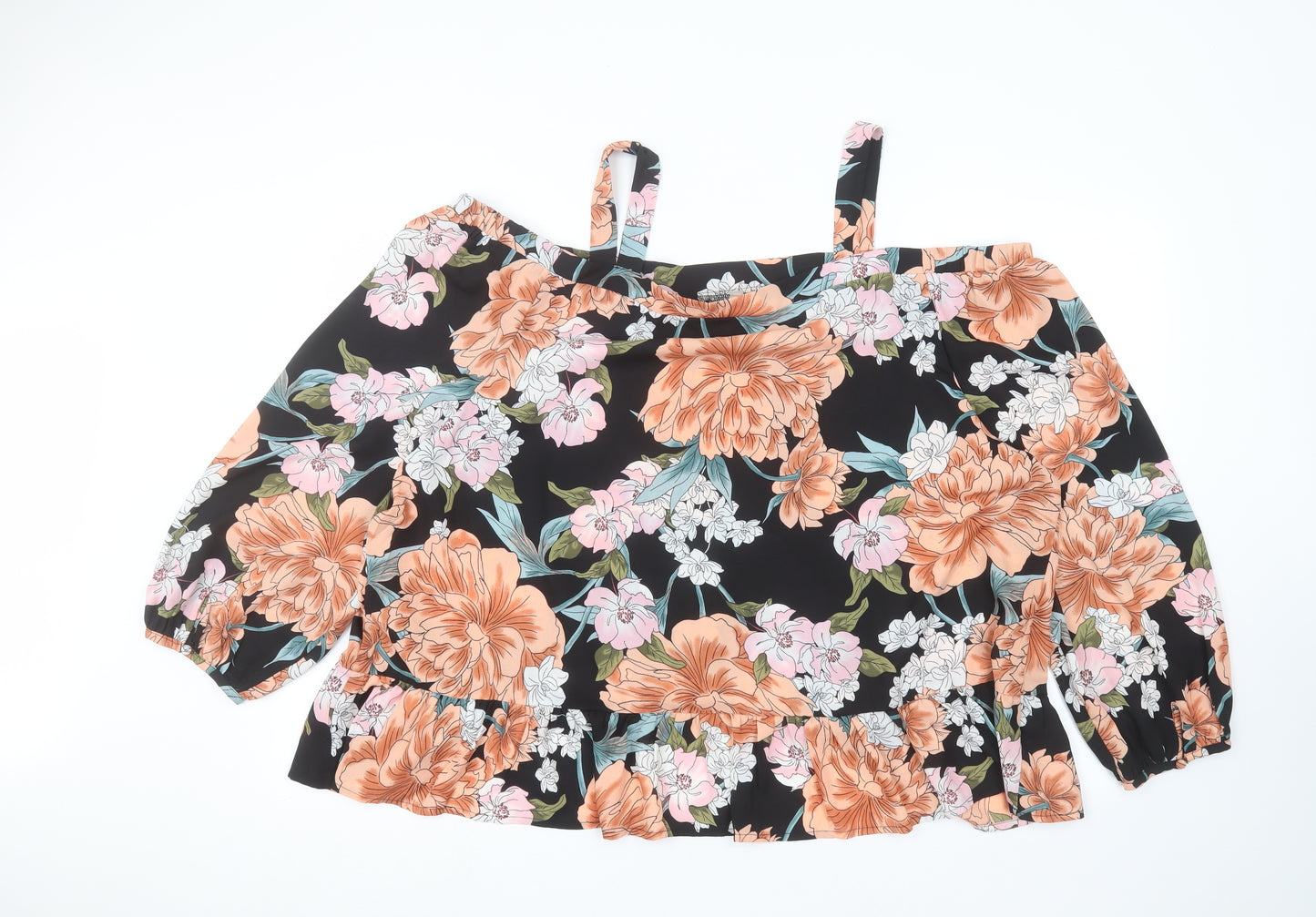 Anthology Womens Black Floral  Basic T-Shirt Size 24
