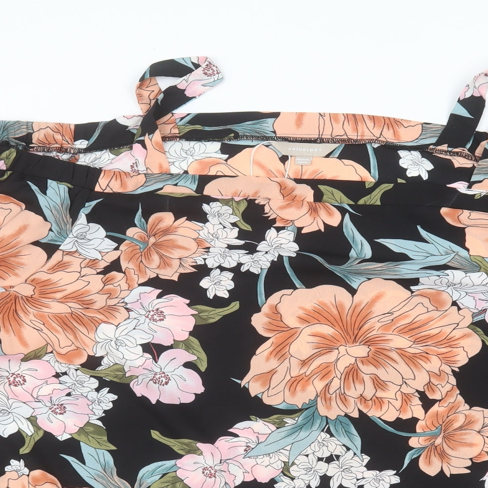 Anthology Womens Black Floral  Basic T-Shirt Size 24