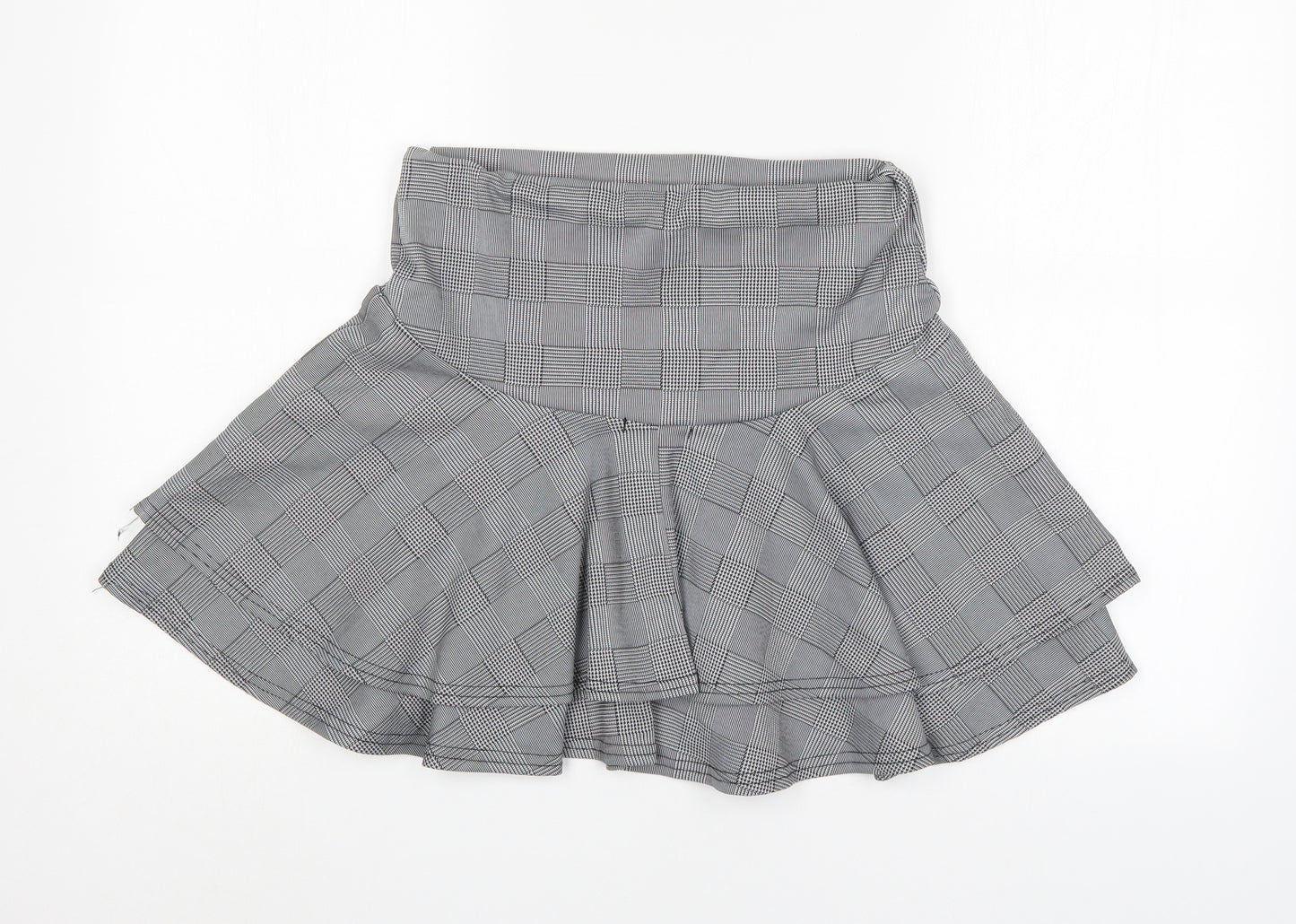 PRETTYLITTLETHING Womens Grey Check  Mini Skirt Size 12
