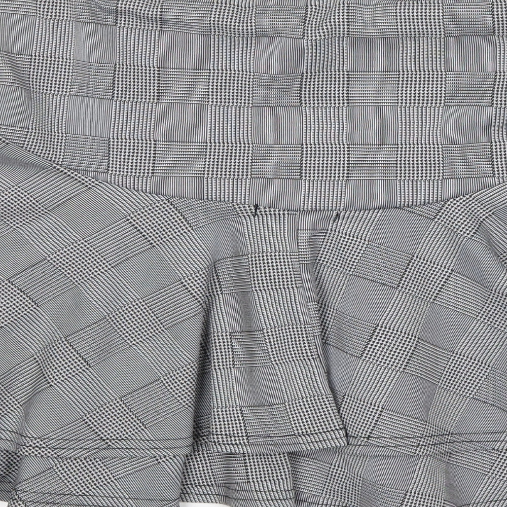 PRETTYLITTLETHING Womens Grey Check  Mini Skirt Size 12