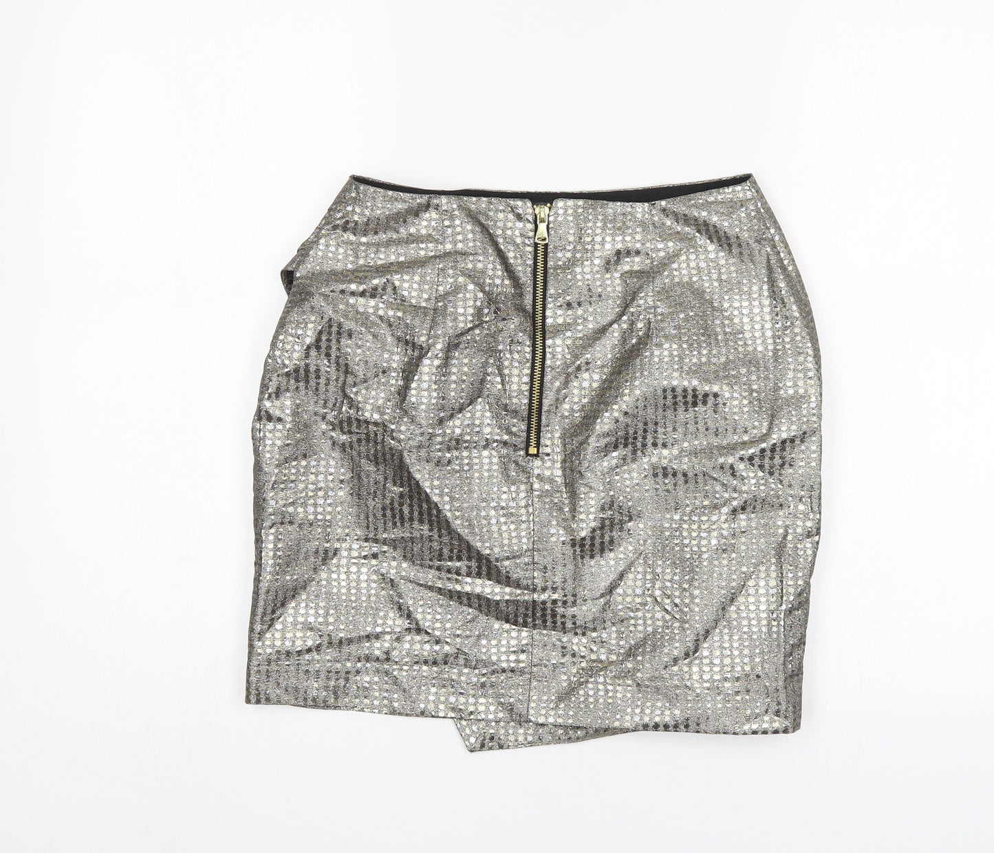 River Island Womens Silver Polka Dot  Mini Skirt Size 8