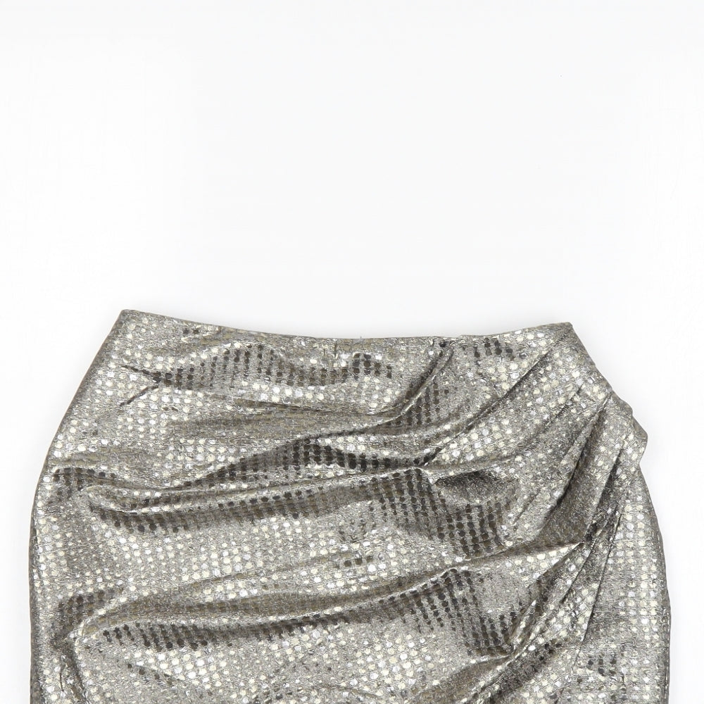 River Island Womens Silver Polka Dot  Mini Skirt Size 8