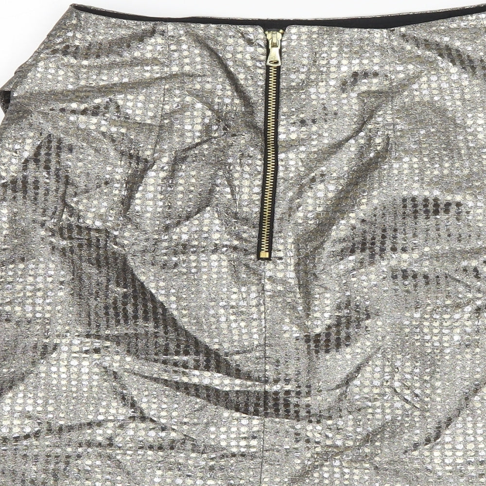 River Island Womens Silver Polka Dot  Mini Skirt Size 8