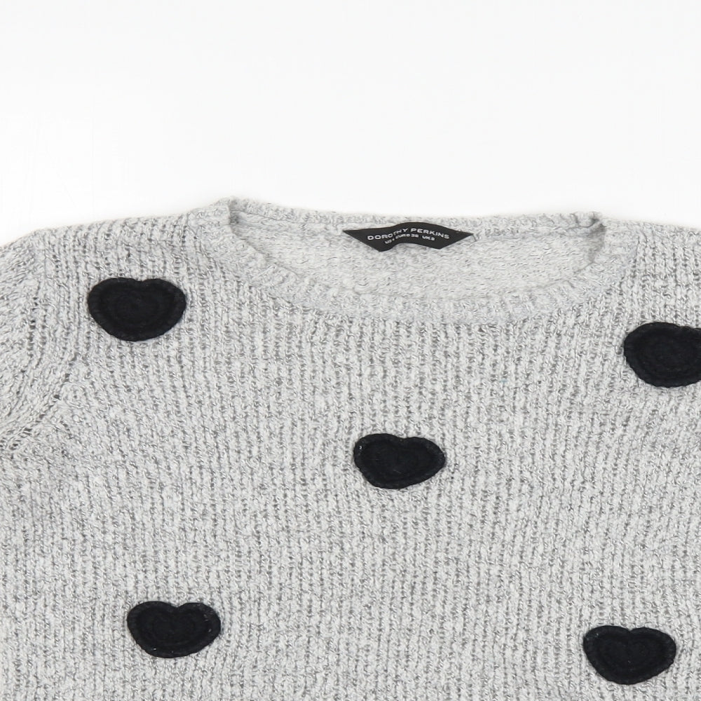 Dorothy Perkins Womens Grey Polka Dot  Pullover Jumper Size 8