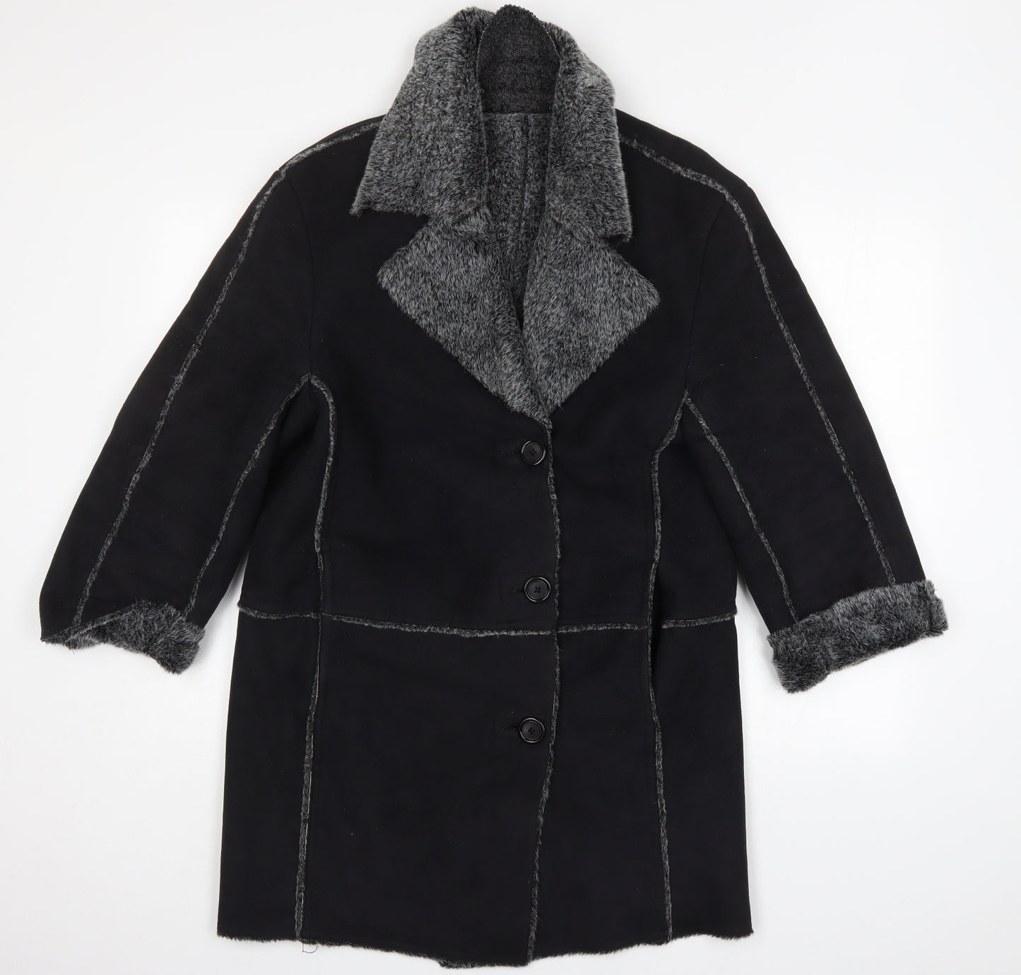 Mitsu Womens Black   Quilted Coat Size S