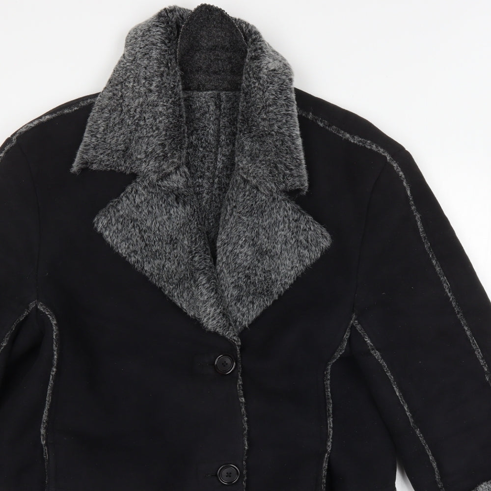 Mitsu Womens Black   Quilted Coat Size S