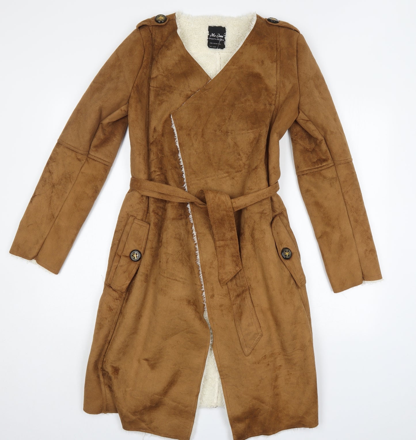 Me Jane Womens Brown   Quilted Coatigan   - Faux Fur