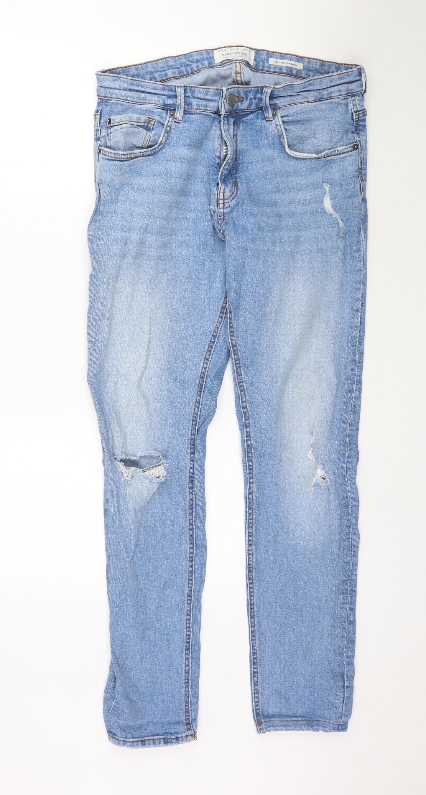 Pull&Bear Womens Blue  Denim Skinny Jeans Size 16 L32 in