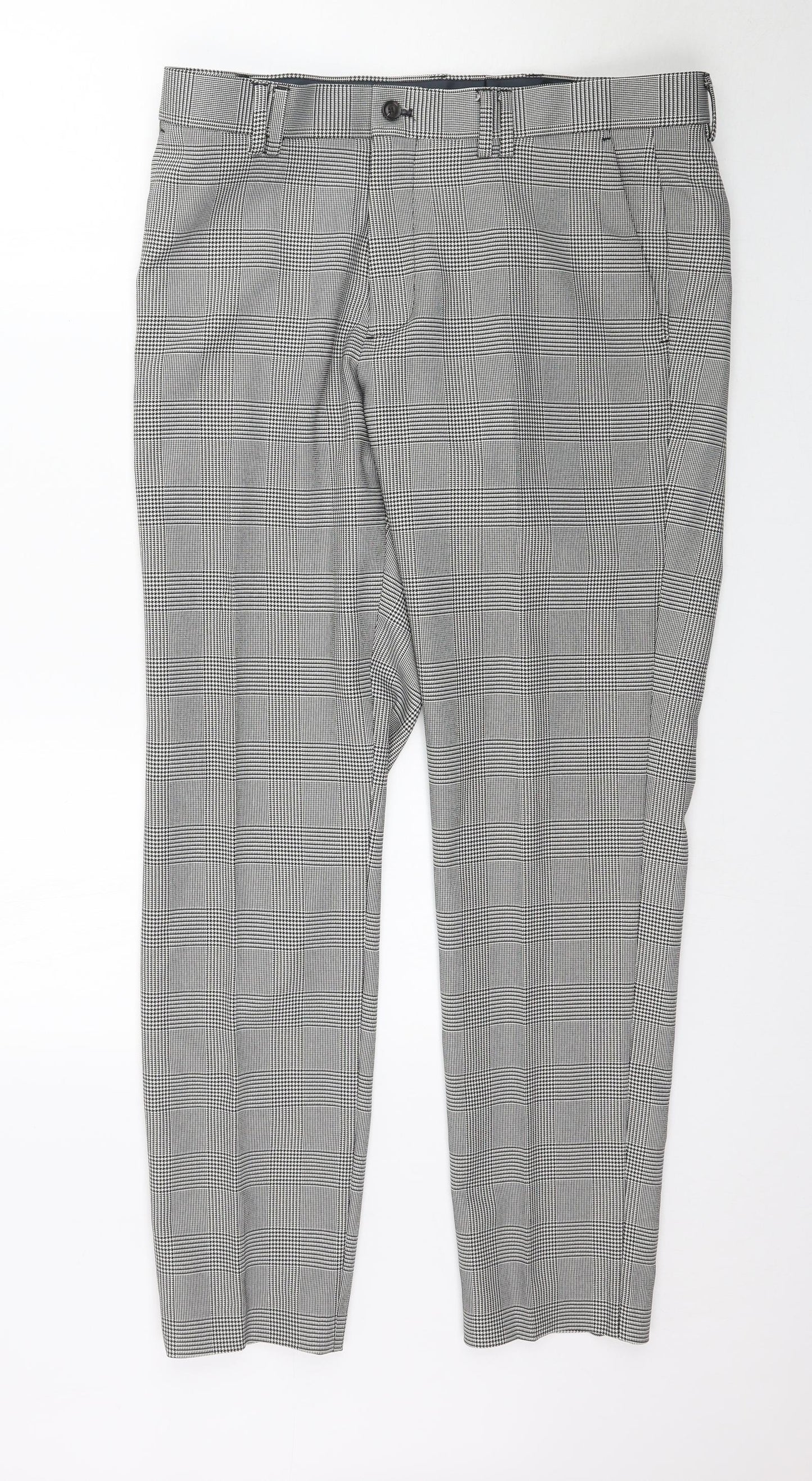 Zara Womens Grey Plaid  Trousers  Size 14 L31 in