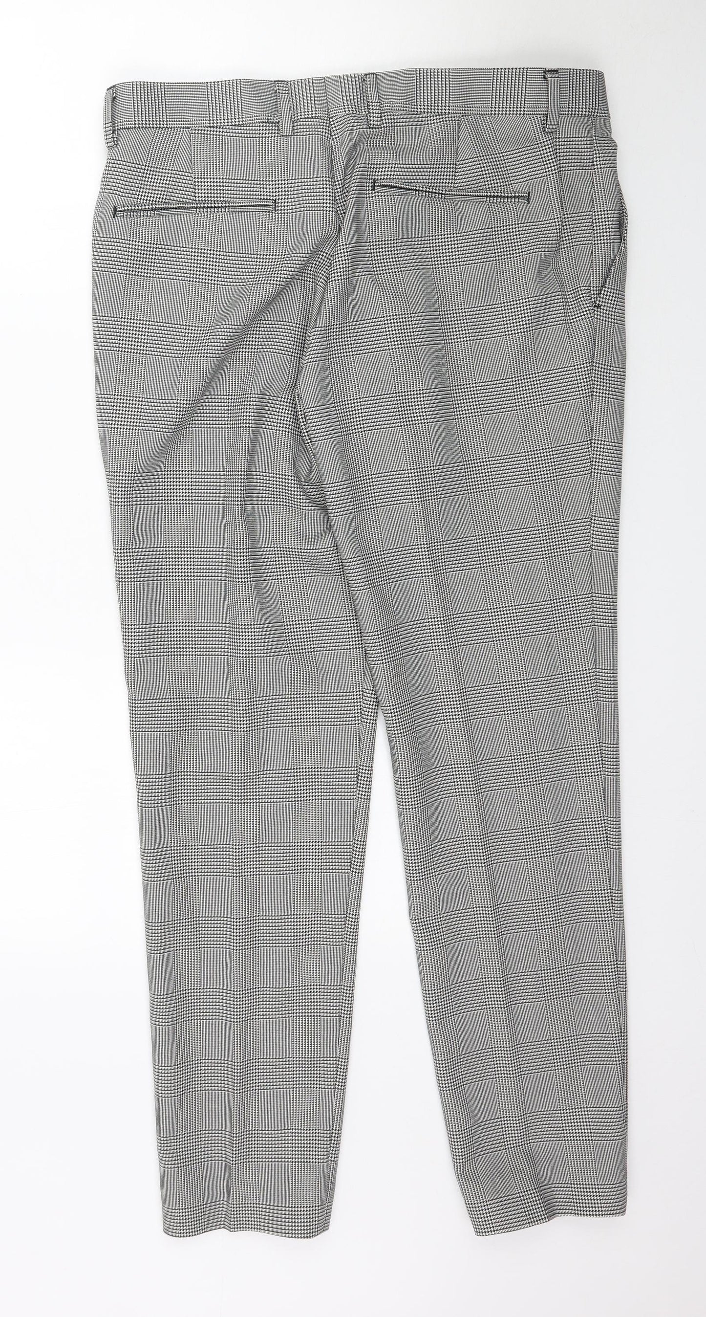 Zara Womens Grey Plaid  Trousers  Size 14 L31 in