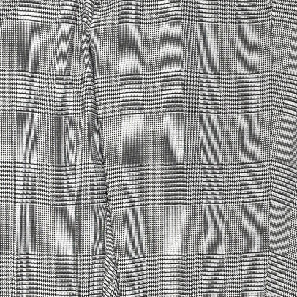 Zara Womens Grey Plaid  Trousers  Size 14 L31 in