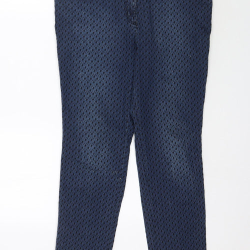 Brax  Womens Blue Geometric Denim Skinny Jeans Size 16 L29 in
