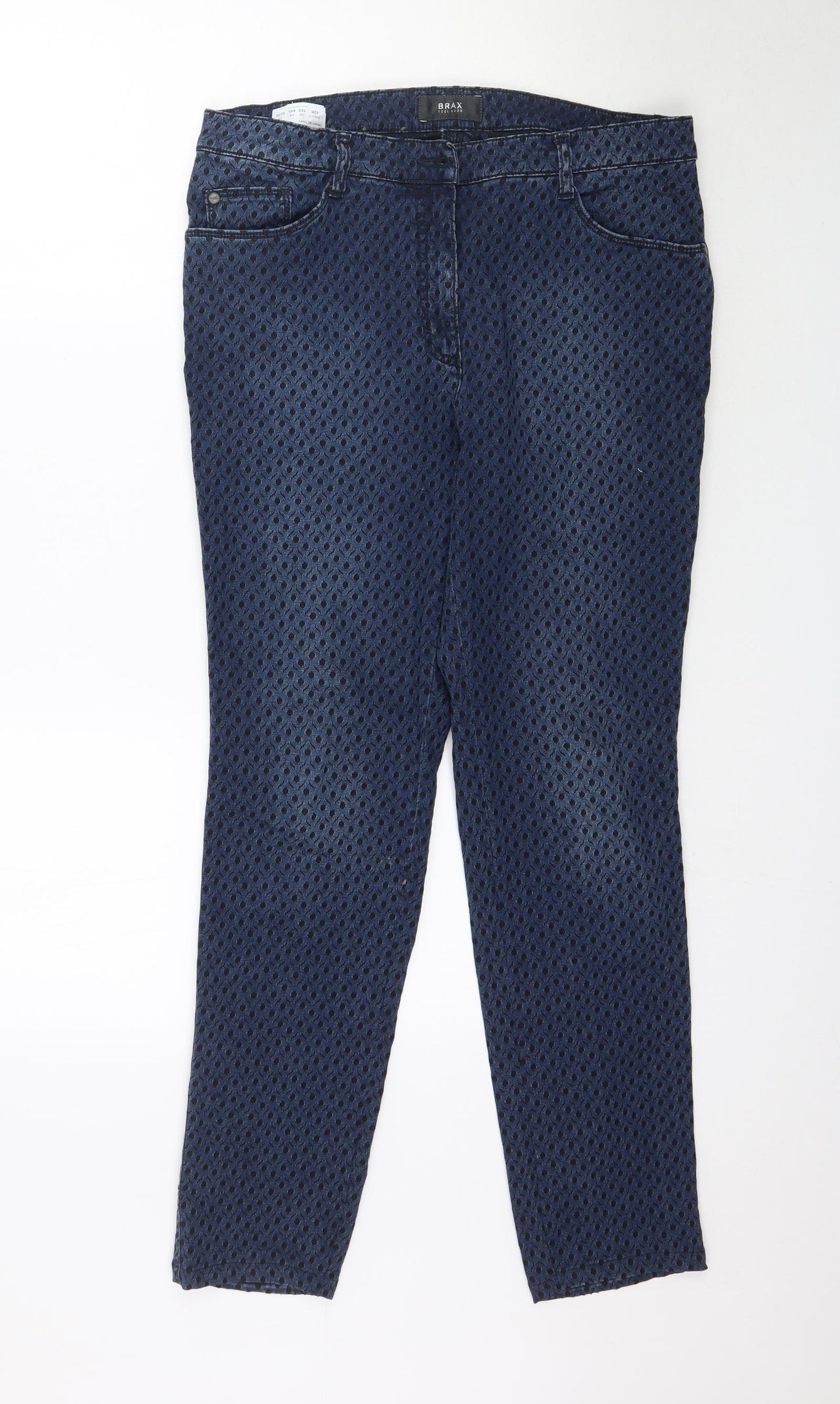 Brax  Womens Blue Geometric Denim Skinny Jeans Size 16 L29 in