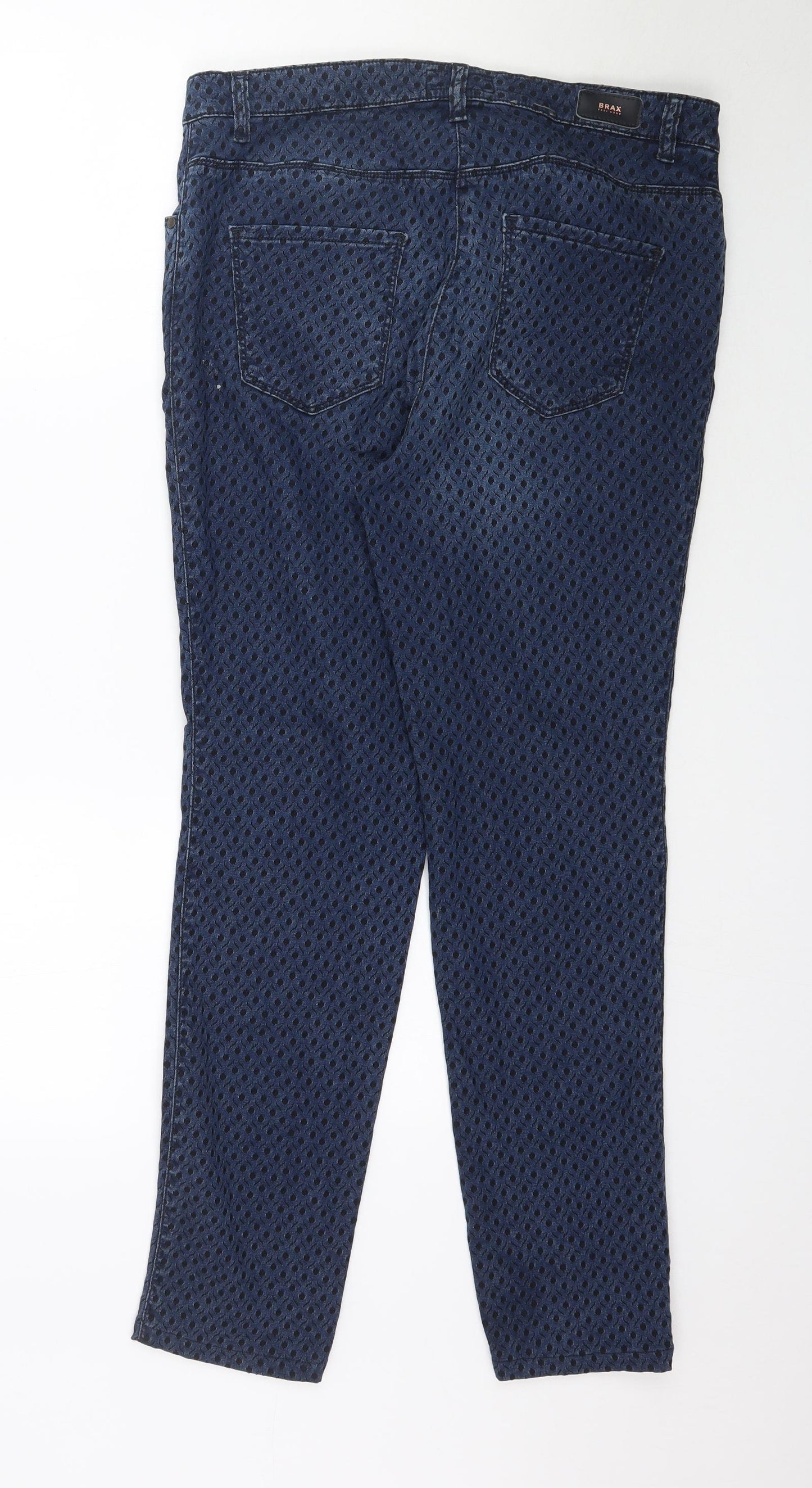 Brax  Womens Blue Geometric Denim Skinny Jeans Size 16 L29 in