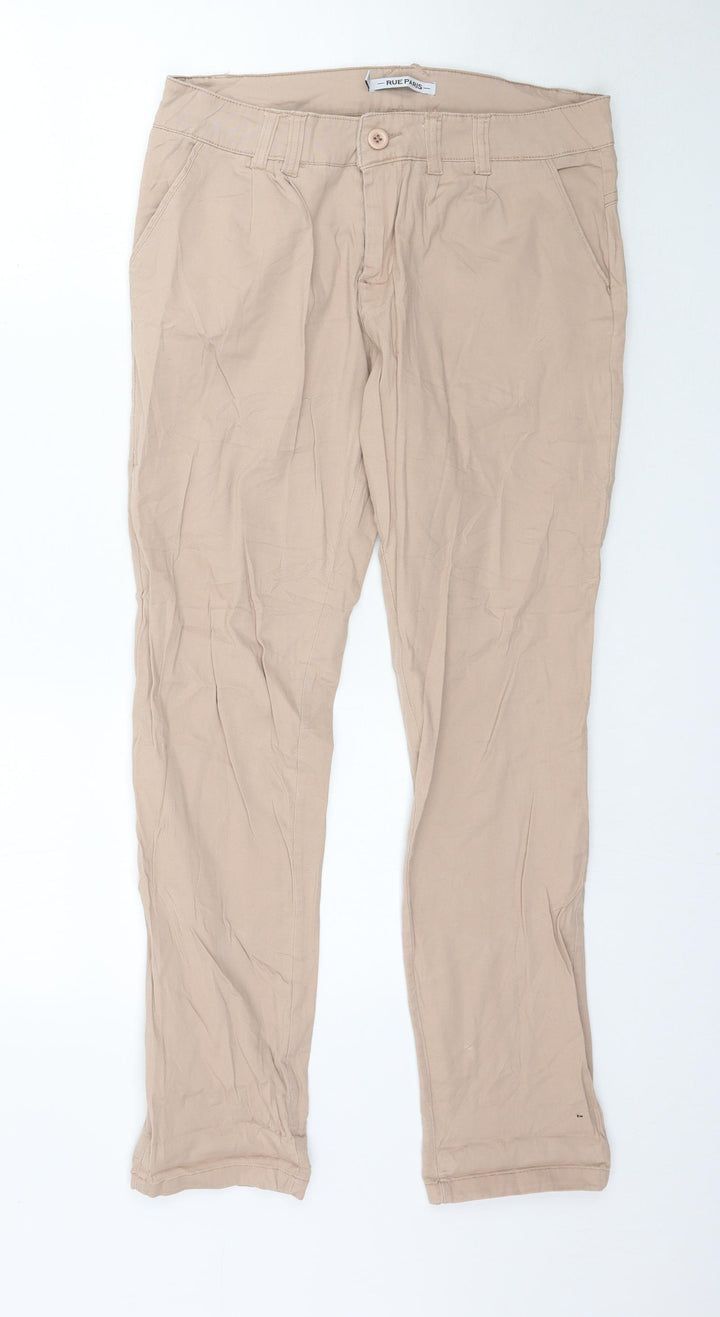 Rue Paris Womens Beige Straight Jeans Size 8 L30 in
