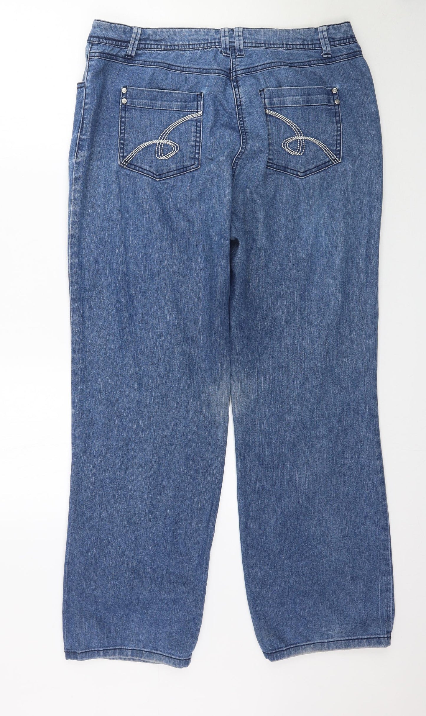 DASH Womens Blue  Denim Straight Jeans Size 14 L30 in
