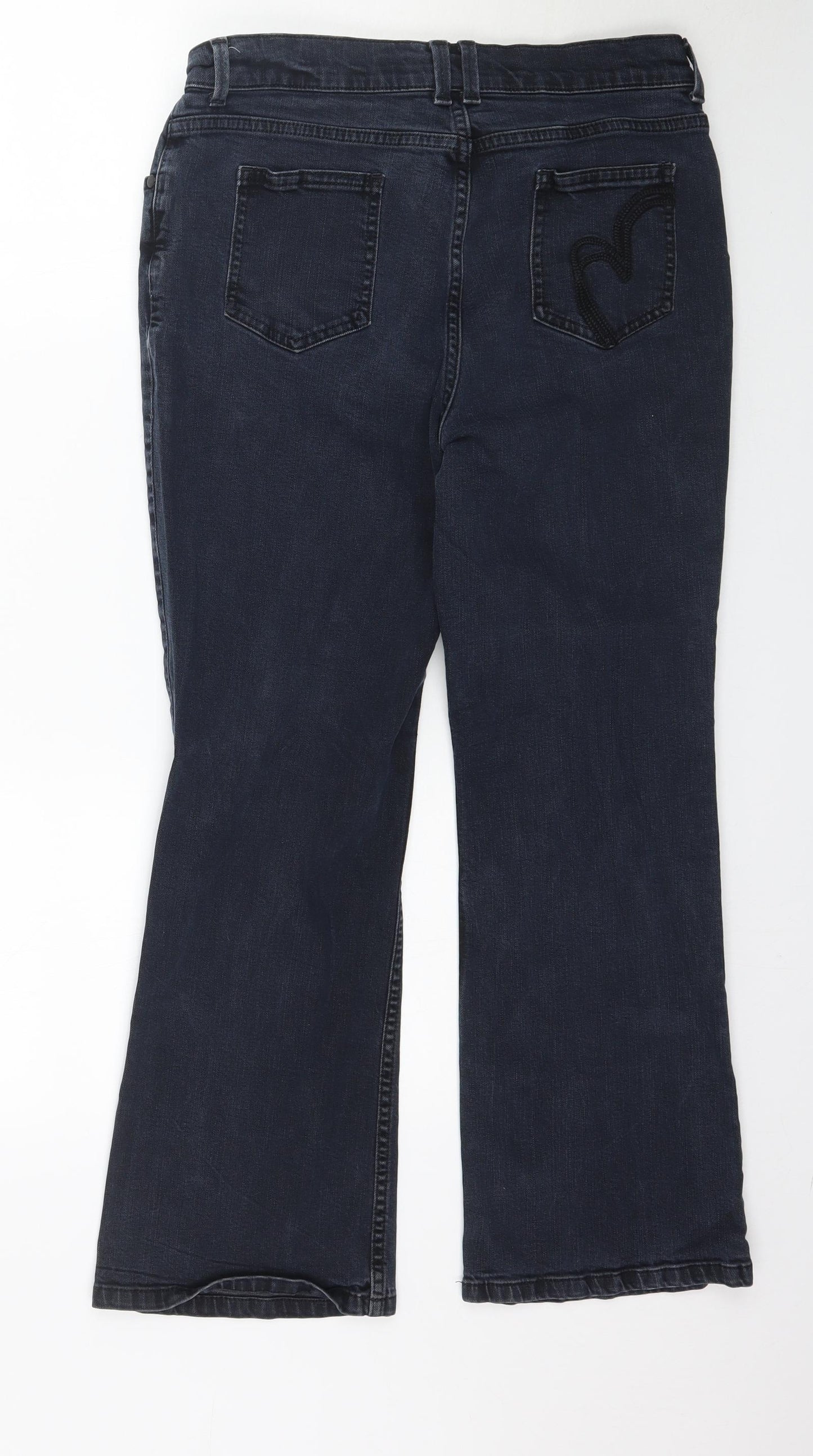 Per Una Womens Grey  Denim Bootcut Jeans Size 14 L27 in