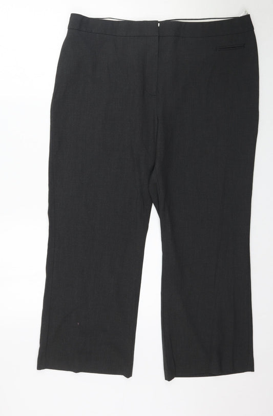 Front view of Marks & Spencer women’s grey trousers, size UK 18, 27-inch leg