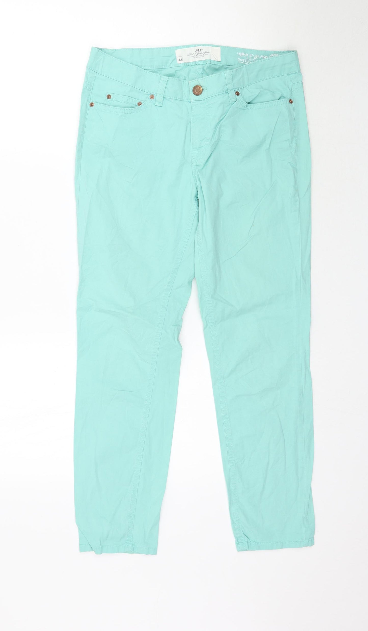 H&M Womens Green   Trousers  Size 8 L27 in
