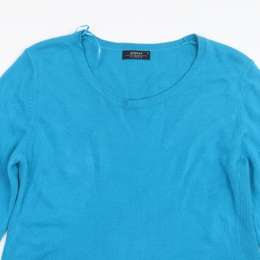 Papaya Womens Blue  Knit Pullover Jumper Size 16