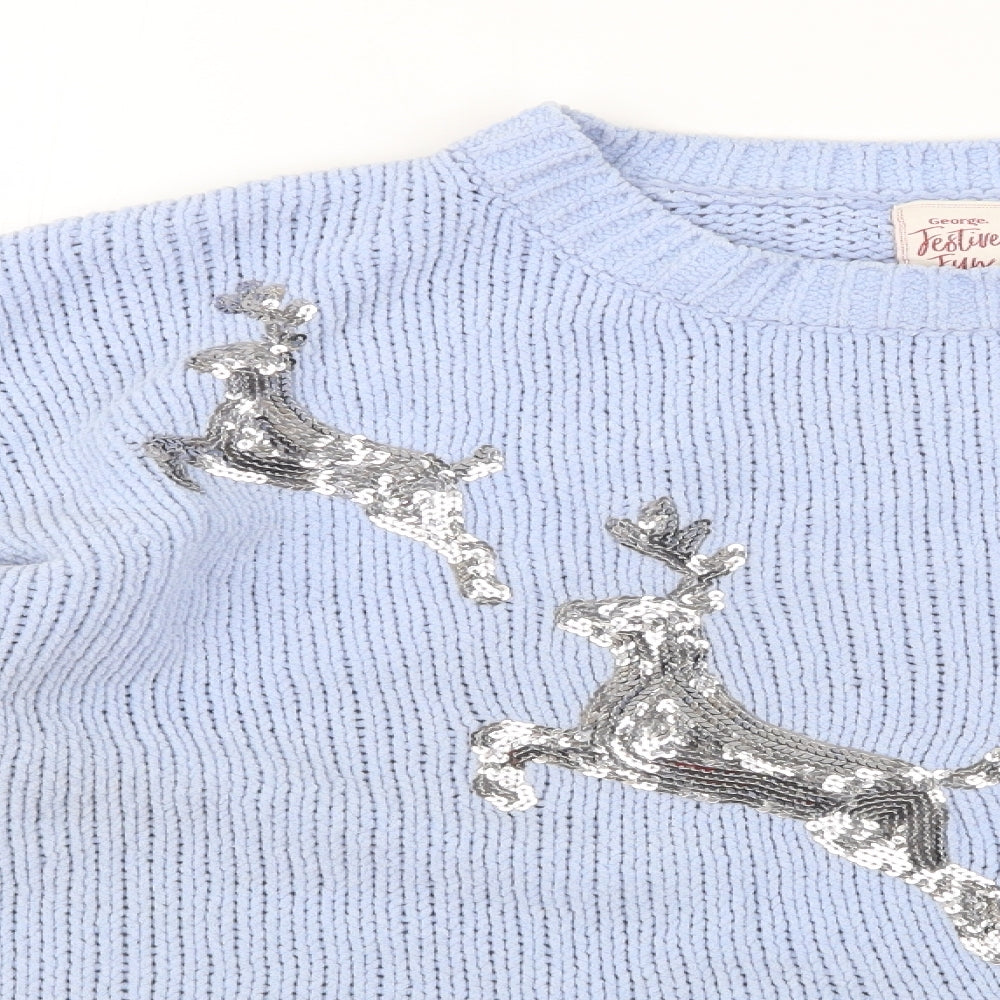 George Womens Blue   Pullover Jumper Size 16  - Christmas