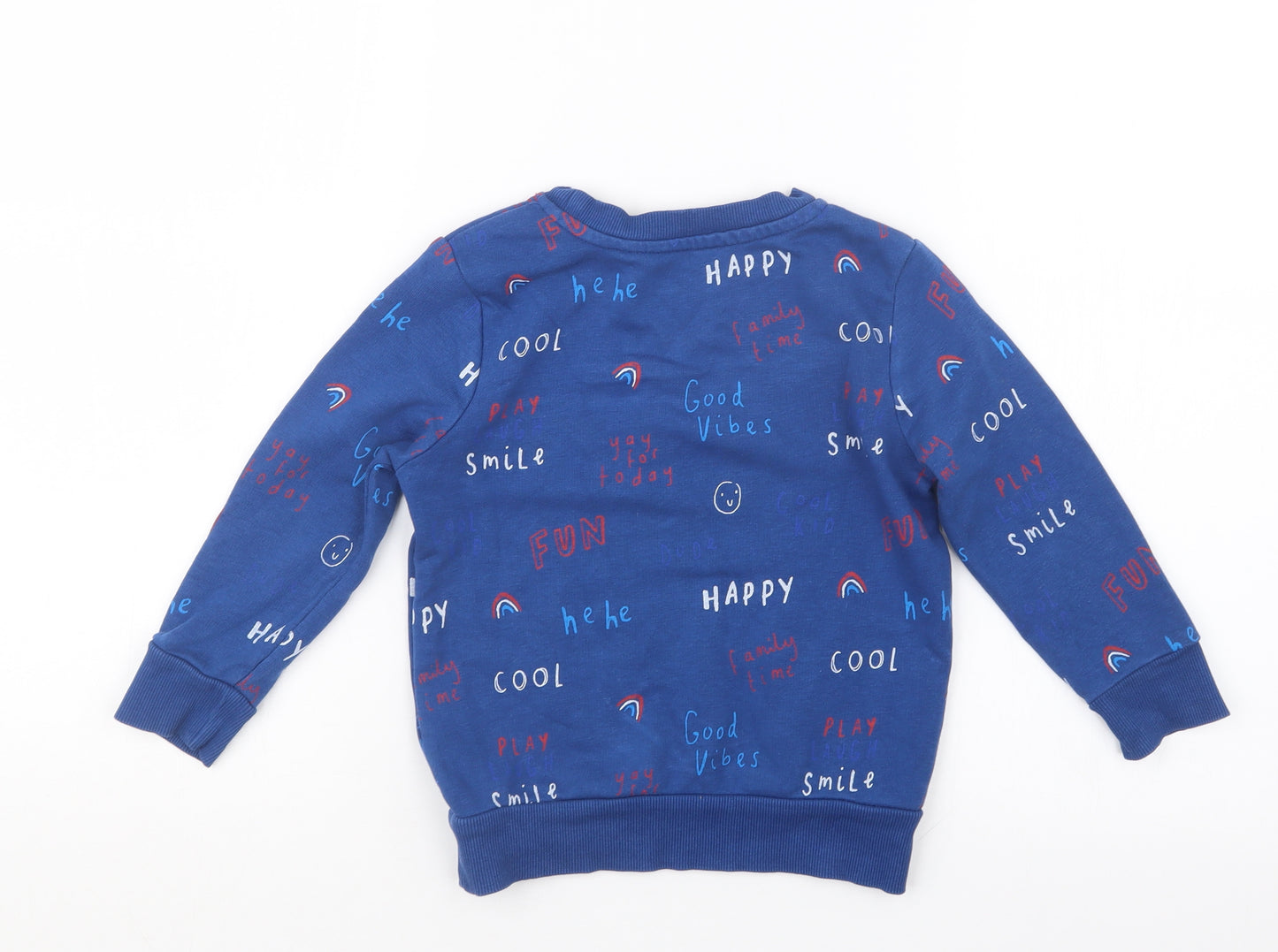 George Boys Blue Geometric  Pullover Jumper Size 2-3 Years