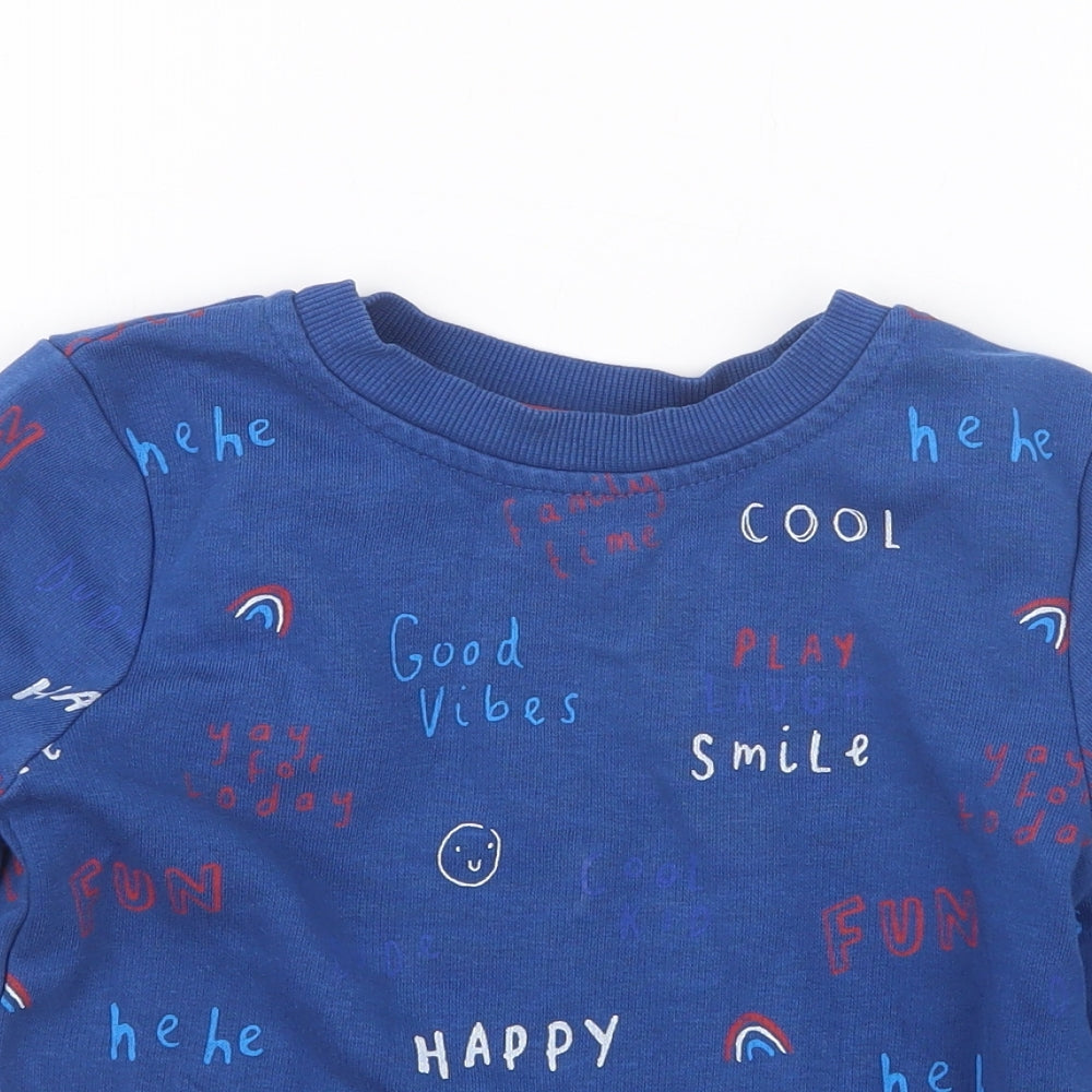 George Boys Blue Geometric  Pullover Jumper Size 2-3 Years