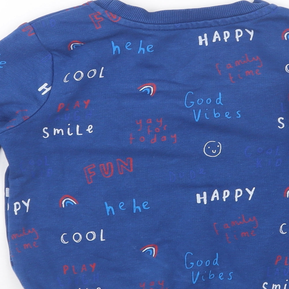 George Boys Blue Geometric  Pullover Jumper Size 2-3 Years