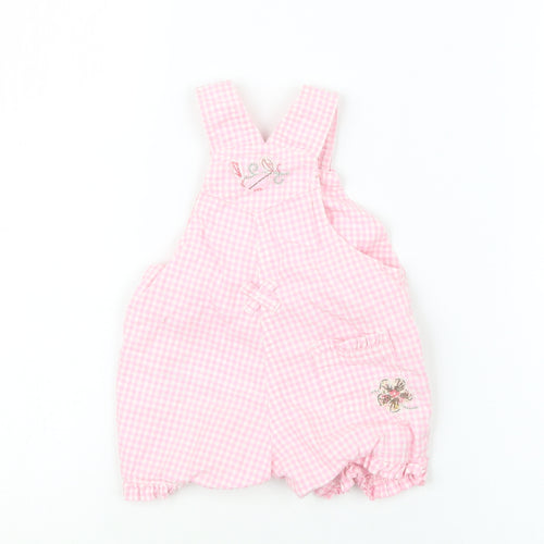 NEXT Girls Pink Gingham  Dungaree Outfit/Set Size Newborn