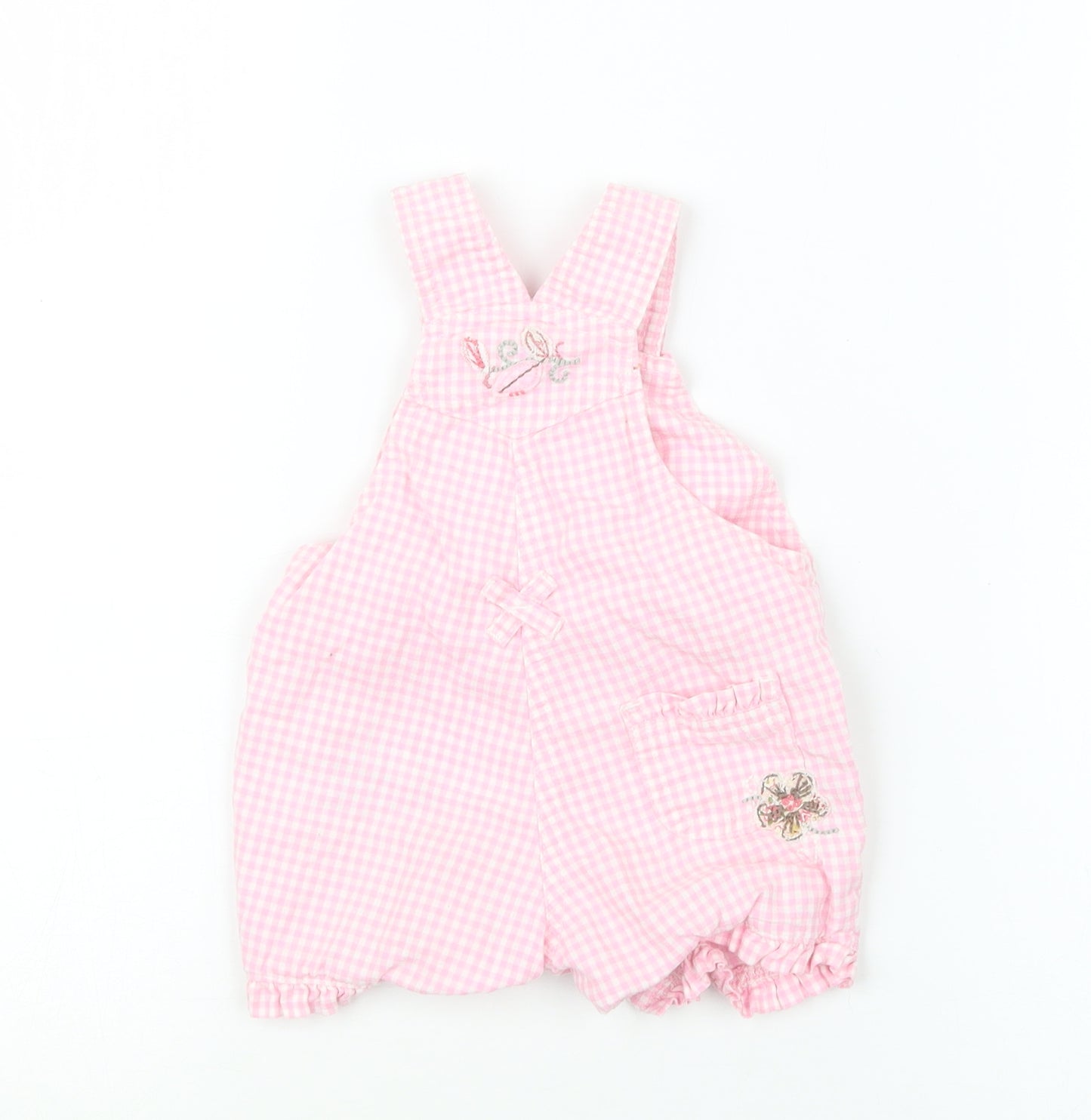 NEXT Girls Pink Gingham  Dungaree Outfit/Set Size Newborn