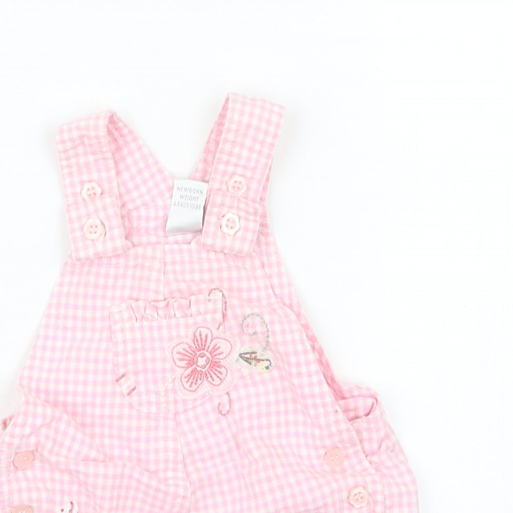 NEXT Girls Pink Gingham  Dungaree Outfit/Set Size Newborn