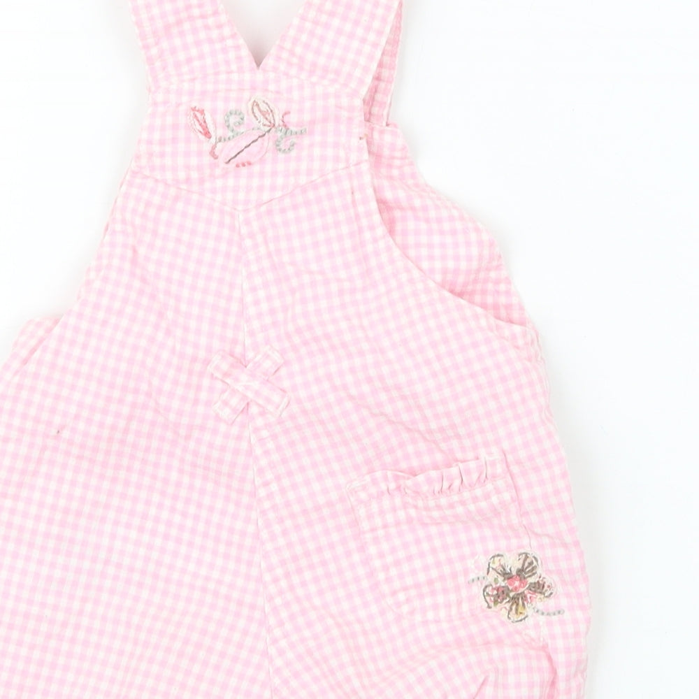 NEXT Girls Pink Gingham  Dungaree Outfit/Set Size Newborn