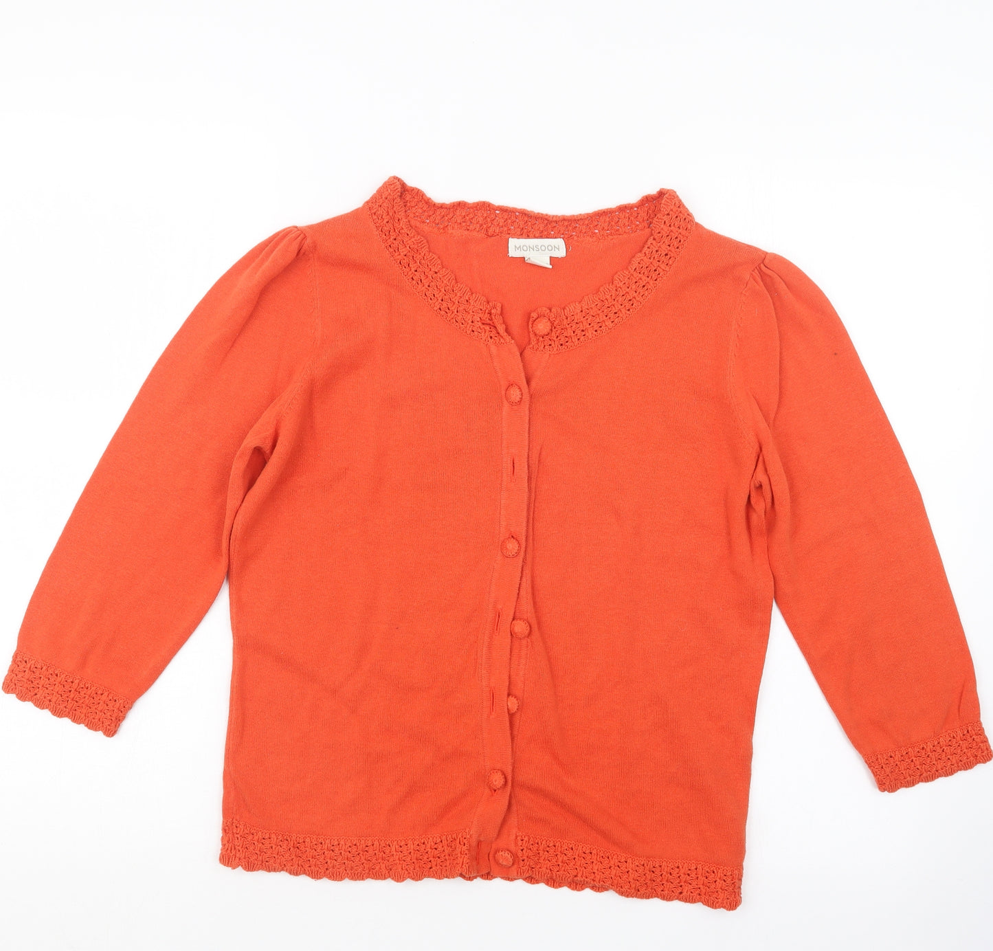 Monsoon Womens Orange  Knit Cardigan Jumper Size 14