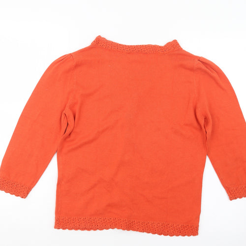 Monsoon Womens Orange  Knit Cardigan Jumper Size 14