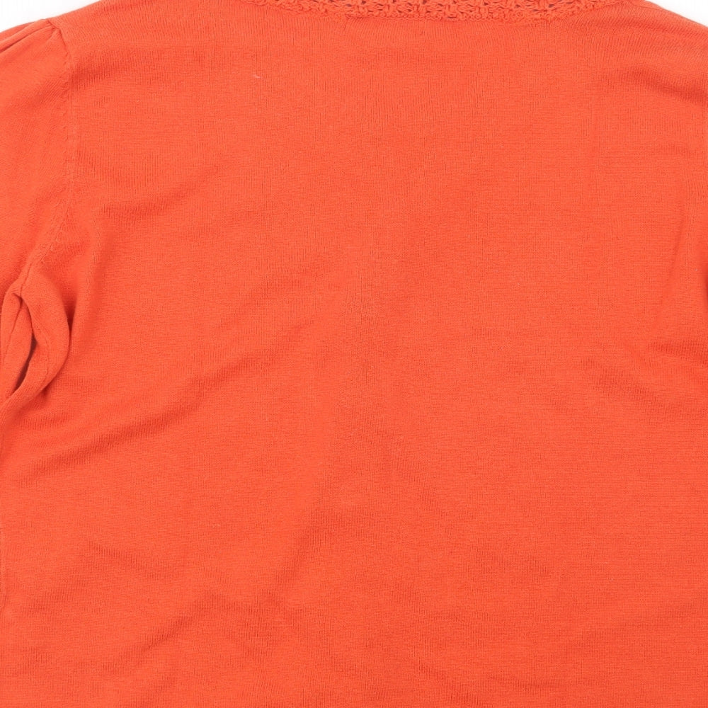 Monsoon Womens Orange  Knit Cardigan Jumper Size 14