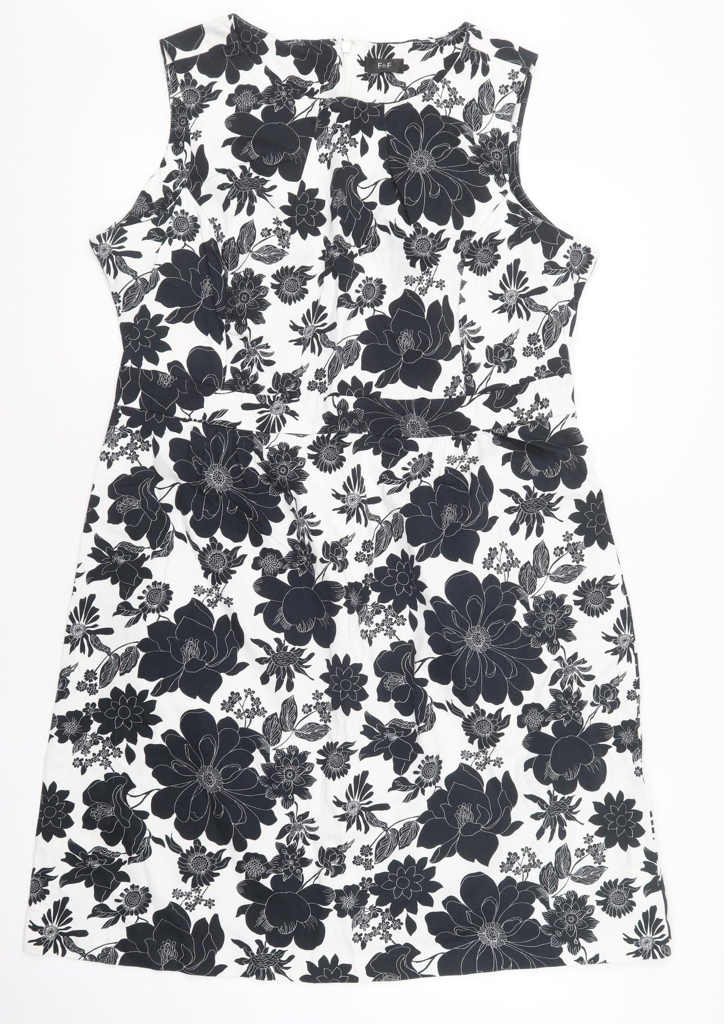 F&F Womens Black Floral  A-Line  Size 18