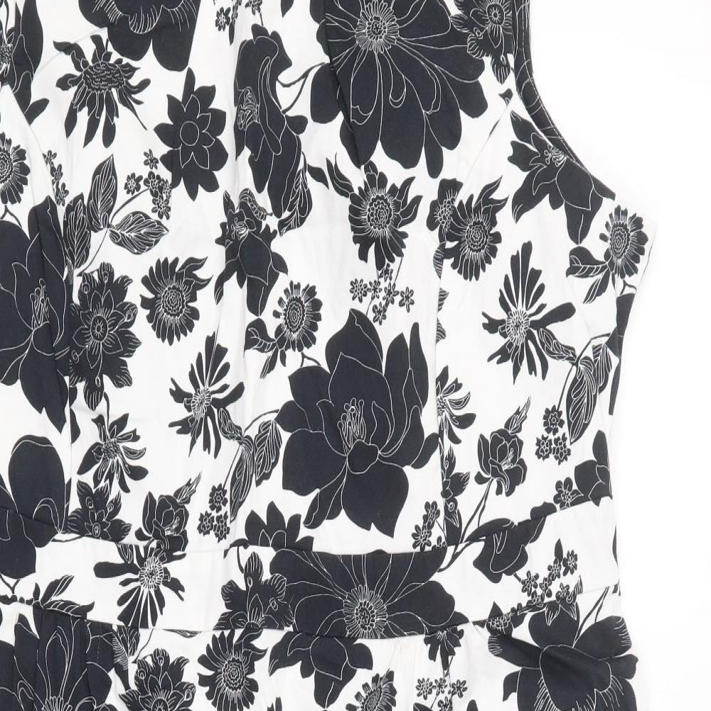F&F Womens Black Floral  A-Line  Size 18