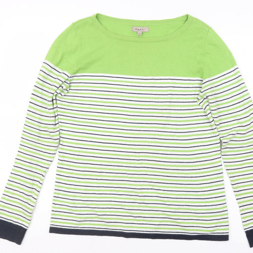 Kem Womens Green Striped Knit Pullover Jumper Size 10