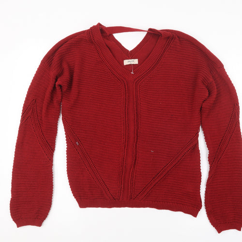 Papaya Womens Red  Knit Pullover Jumper Size M