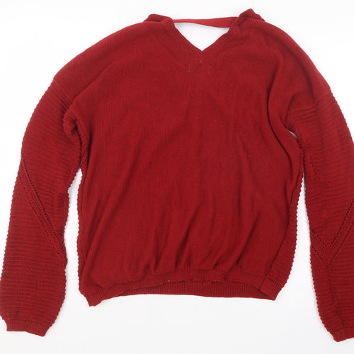 Papaya Womens Red  Knit Pullover Jumper Size M