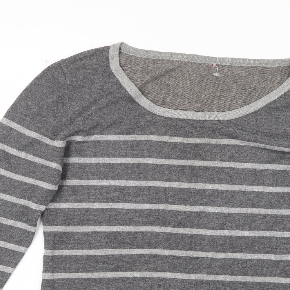 Preworn Womens Grey Striped Knit Pullover Jumper Size 14
