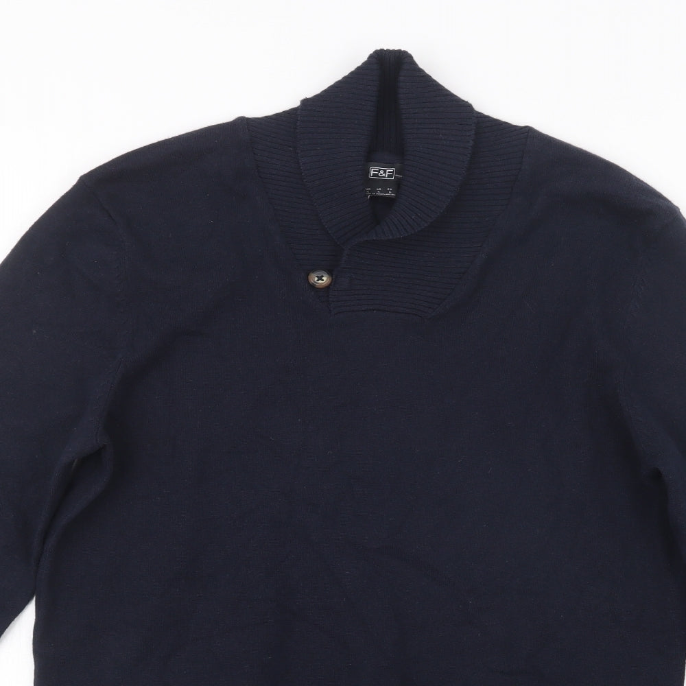 F&F Mens Blue  Knit Pullover Jumper Size S