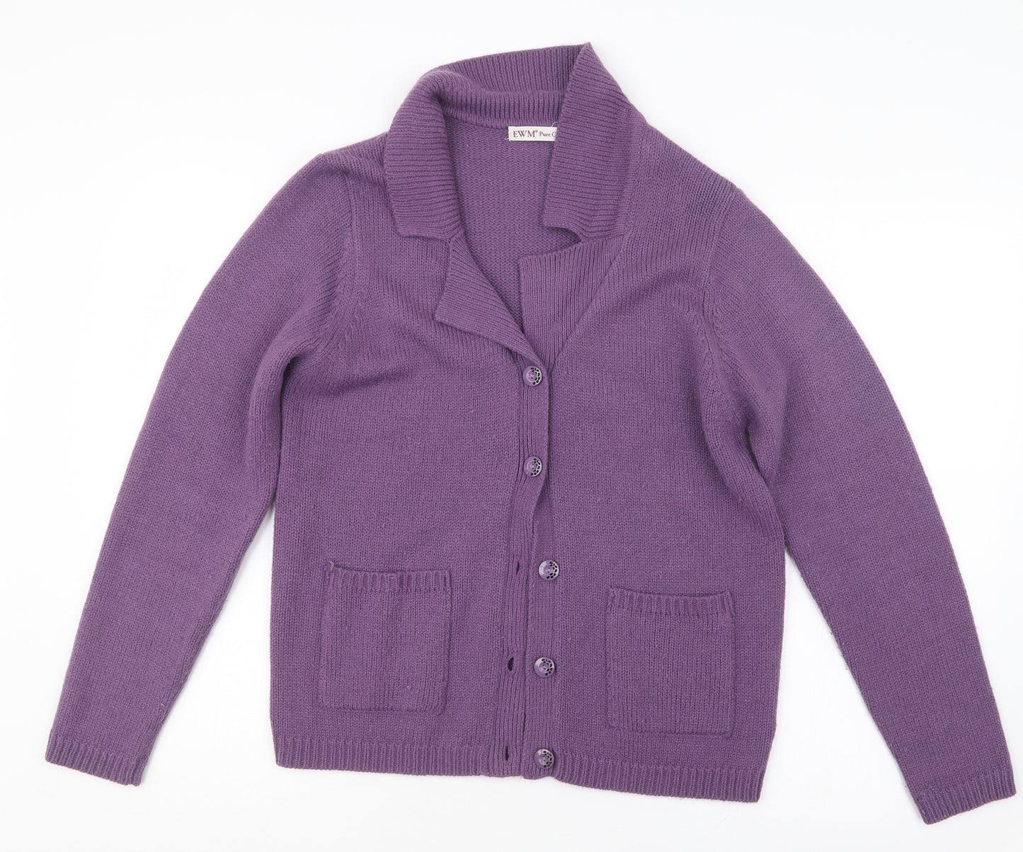 EWM Womens Purple  Knit Cardigan Jumper Size 14