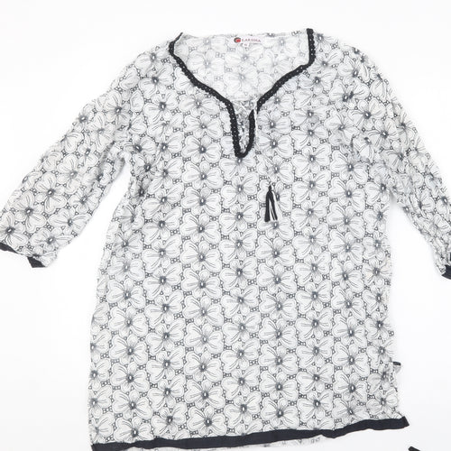 Karisma Womens Black Geometric  Basic Blouse Size XL