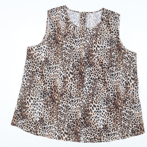 Avon Womens Brown Animal Print  Basic Blouse Size 18