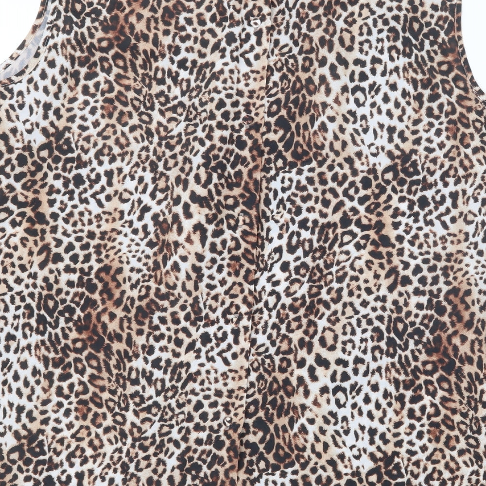 Avon Womens Brown Animal Print  Basic Blouse Size 18